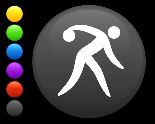 Bowling ikonu na kulaté tlačítko internet — Stockový vektor