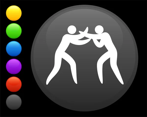 Icono de lucha libre en el botón redondo de Internet — Archivo Imágenes Vectoriales