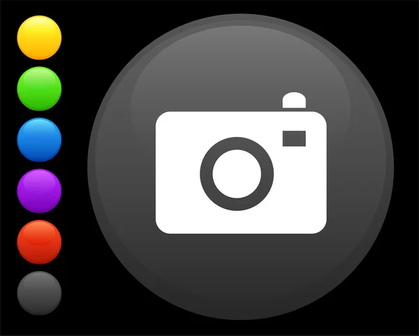 Camera-icoontje op ronde internet knop — Stockvector