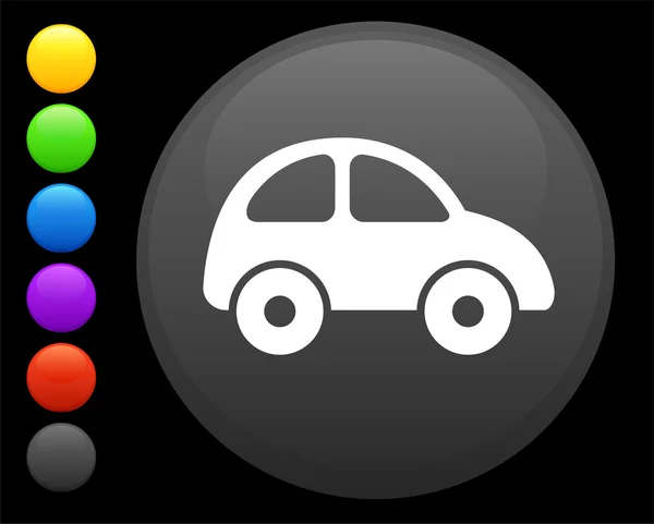 Icône de voiture sur bouton internet rond — Image vectorielle