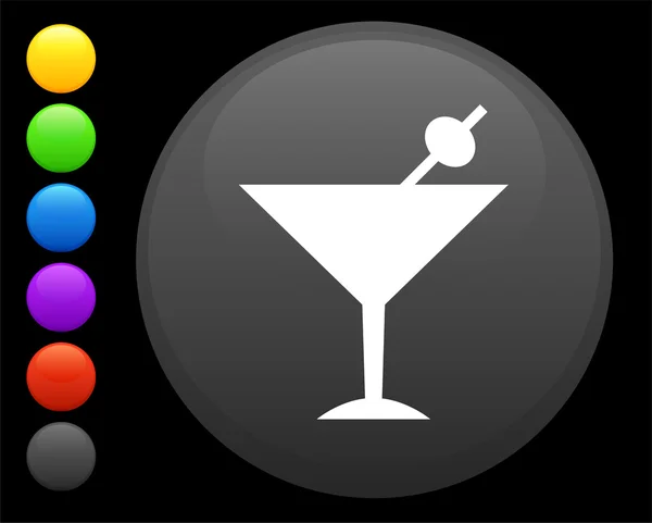 Icono de Martini en el botón redondo de Internet — Vector de stock