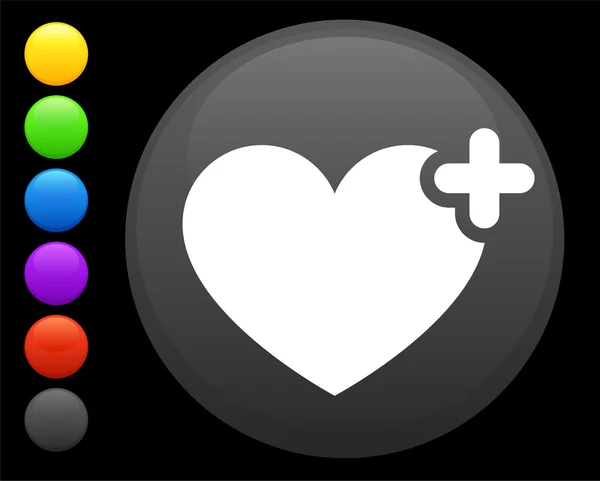Ícone do coração no botão redondo internet —  Vetores de Stock