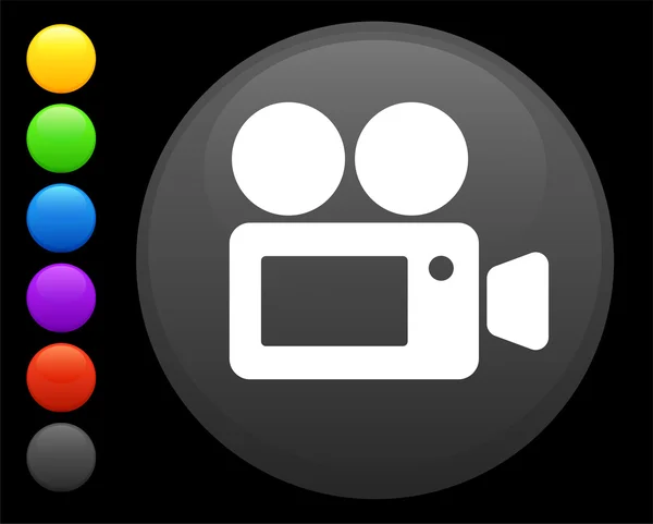 Εικονίδιο κάμερας Κινηματογράφου στο στρογγυλό κουμπί internet — Διανυσματικό Αρχείο