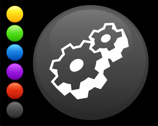 Maschinenbauteil-Symbol auf rundem Internet-Knopf — Stockvektor