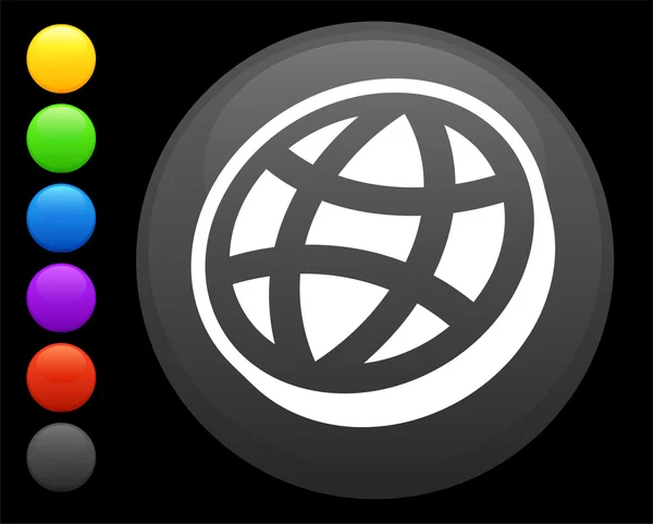 Flachglobus-Symbol auf rundem Internet-Knopf — Stockvektor