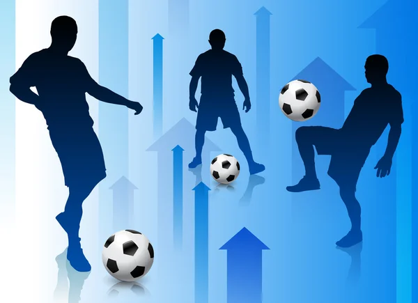 Fußballer mit abstraktem Pfeil-Hintergrund — Stockvektor