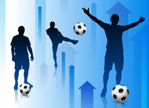 Joueur de football avec fond de flèche abstrait — Image vectorielle