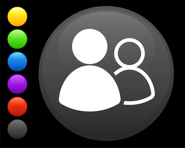 Icono del grupo de usuarios en el botón redondo de Internet — Archivo Imágenes Vectoriales