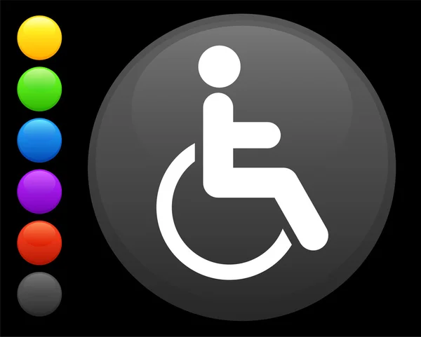 Wheelchair icon on round internet button — Stock Vector