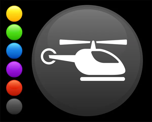 Иконка вертолета на круглой кнопке — стоковый вектор