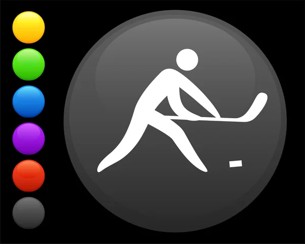 Hockey icon on round internet button — Stock Vector