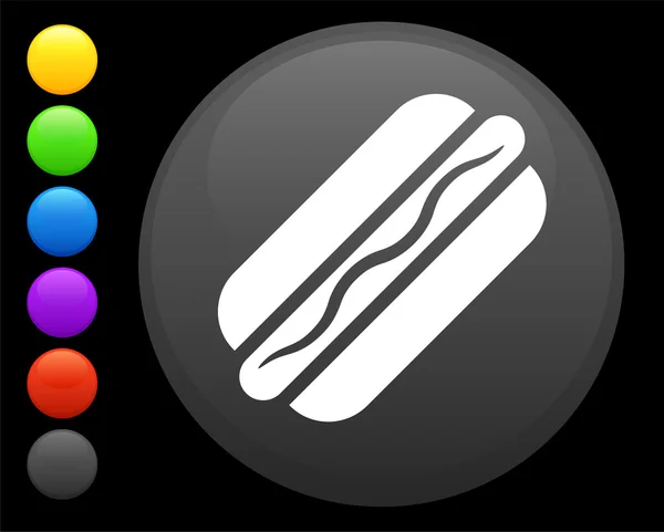 Icona hot dog sul pulsante internet rotondo — Vettoriale Stock