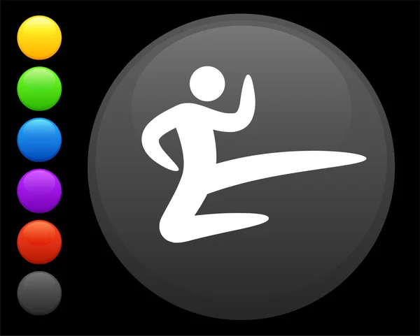 Εικονίδιο του καράτε στο στρογγυλό κουμπί internet — Διανυσματικό Αρχείο