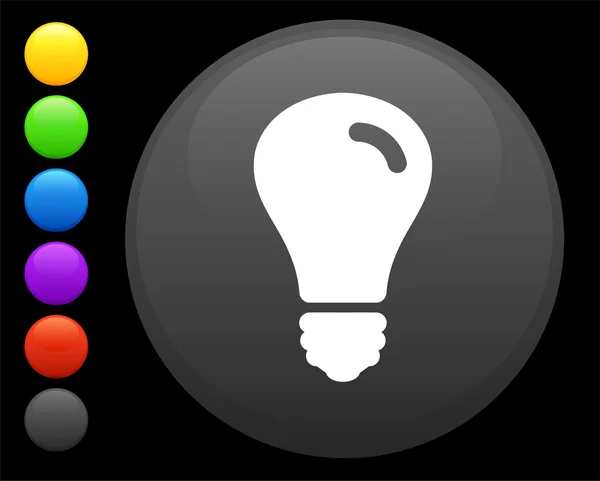 Ícone da lâmpada de luz no botão redondo internet — Vetor de Stock