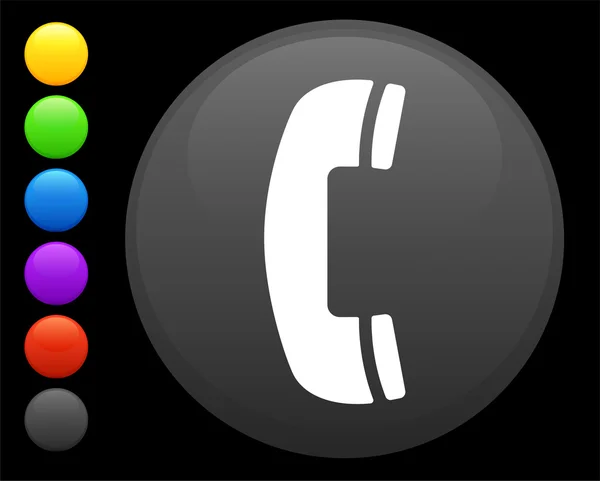 Telefon-Symbol auf rundem Internet-Knopf — Stockvektor