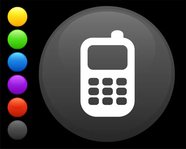 Icono del teléfono celular en el botón redondo de Internet — Vector de stock