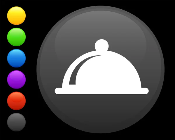 Večeře talíř ikona na kulaté tlačítko internet — Stockový vektor