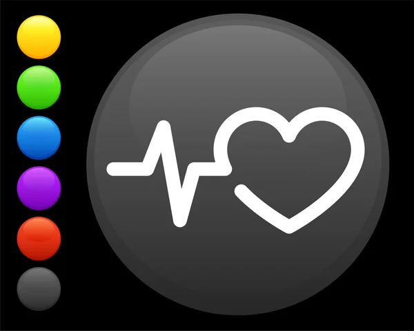 Icône de fréquence cardiaque sur le bouton internet rond — Image vectorielle