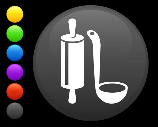 Значок обладнання для приготування їжі на круглої кнопці Інтернету — стоковий вектор
