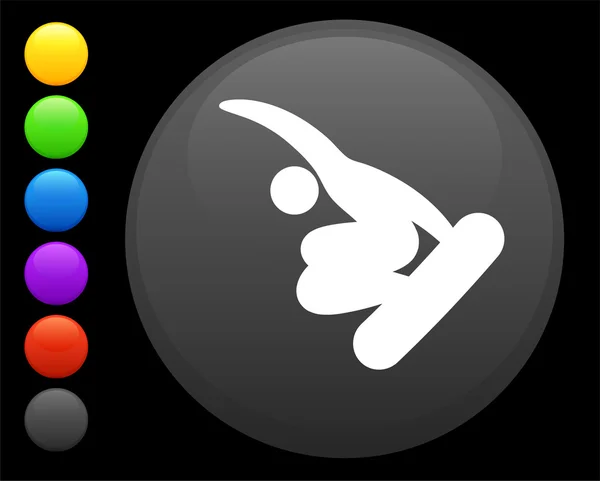 Snowbaord (skateboard) icon on round internet button — Stock Vector