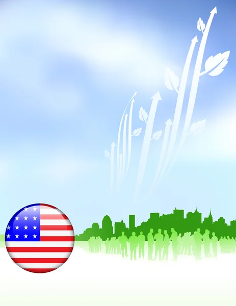 미국 인터넷 버튼으로 녹색 환경 개념 — 스톡 벡터