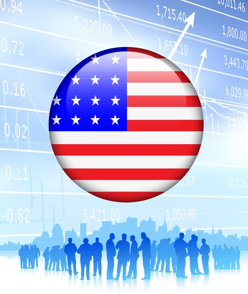 Equipe de negócios com botão de Internet americano —  Vetores de Stock