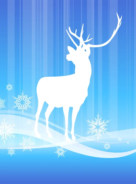 Deer on abstract winter background — Stock Vector