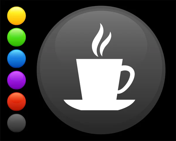 Icône de café sur bouton internet rond — Image vectorielle