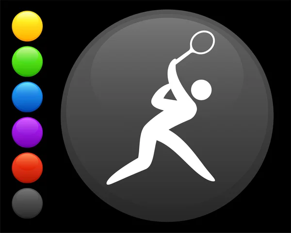 Tennis icon on round internet button — Stock Vector