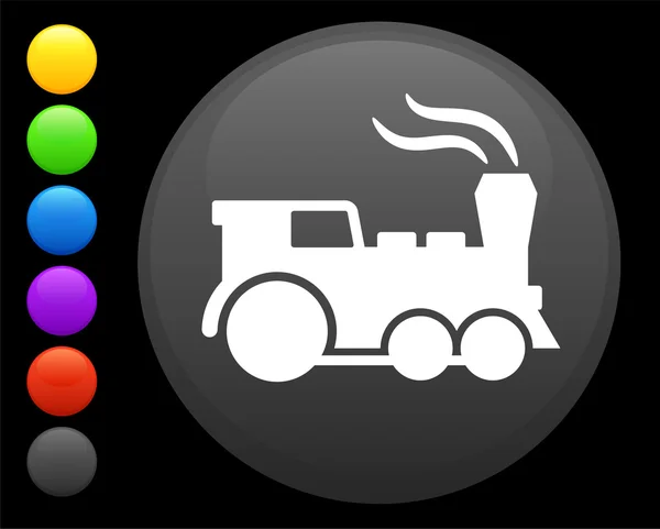 Train icon on round internet button — Stock Vector