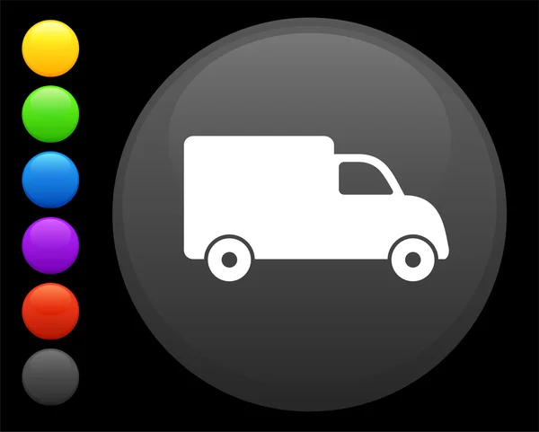 Lastbil ikonen på runda internet-knappen — Stock vektor