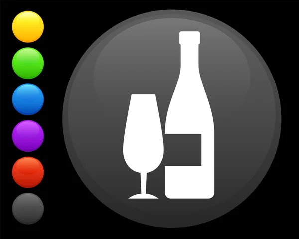 Víno ikona na kulaté tlačítko internet — Stockový vektor