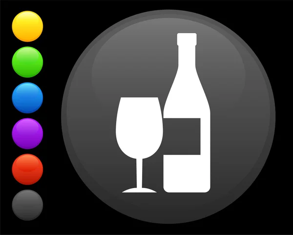 Wein-Symbol auf rundem Internet-Knopf — Stockvektor