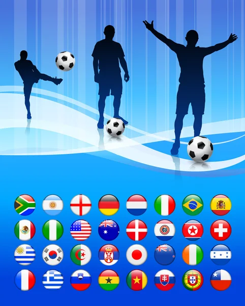 Squadra di calcio su sfondo astratto blu — Vettoriale Stock
