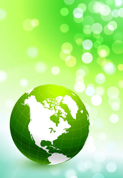 Groene natuur globe op asbtract lens flare achtergrond — Stockvector