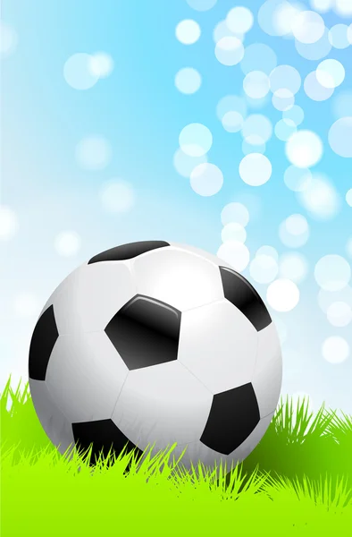 Voetbal op groen veld — Stockvector
