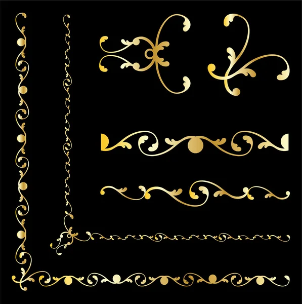 Elementos de design decorativo dourado — Vetor de Stock