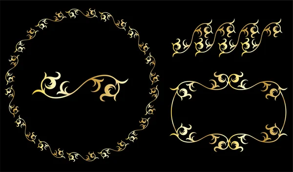 Altın dekoratif tasarım öğeleri — Stok Vektör