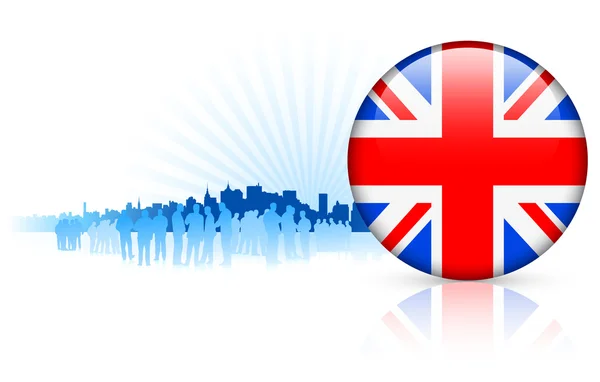 British Internet Button on Skyline Background — Stock Vector