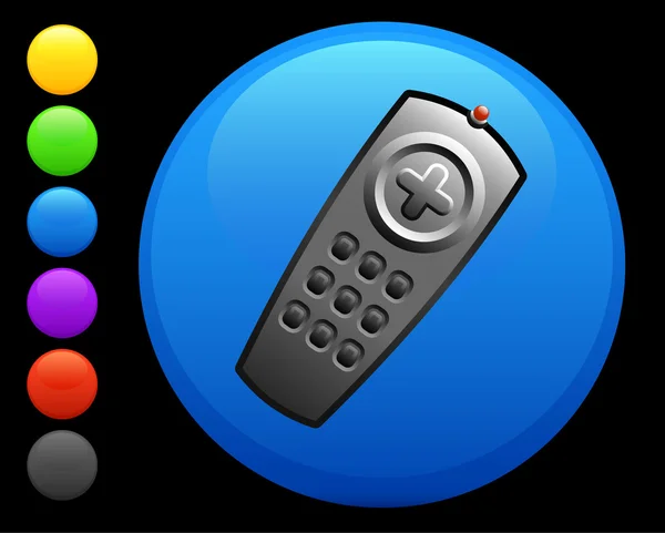 Remote control icon on round internet button — Stock Vector