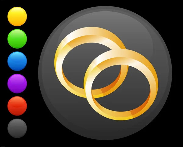 Icono de anillos de boda en el botón redondo de Internet — Vector de stock