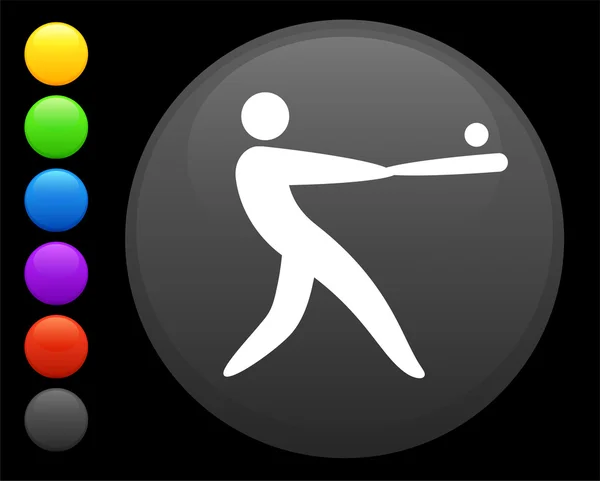 Icona del baseball sul pulsante internet rotondo — Vettoriale Stock