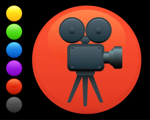 Film kameraikonen på runda internet-knappen — Stock vektor