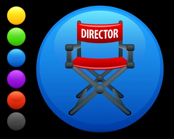 インターネットの丸いボタン上のディレクター椅子アイコン — ストックベクタ