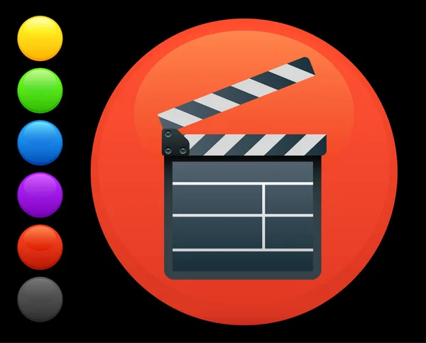 Filmklapper-Ikone auf rundem Internet-Knopf — Stockvektor