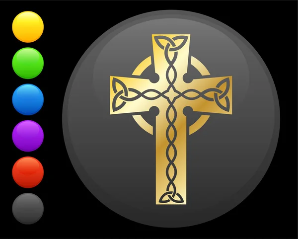 Celtic cross icon on square internet button — Stock Vector