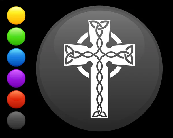 Kreuzsymbol auf rundem Internet-Knopf — Stockvektor
