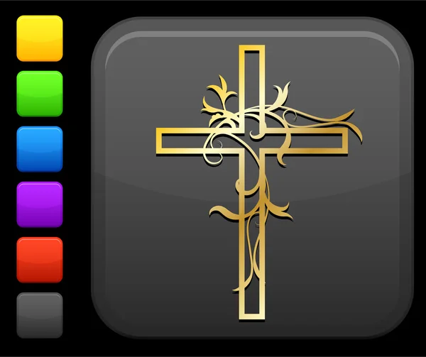 Icône croix sur bouton internet carré — Image vectorielle