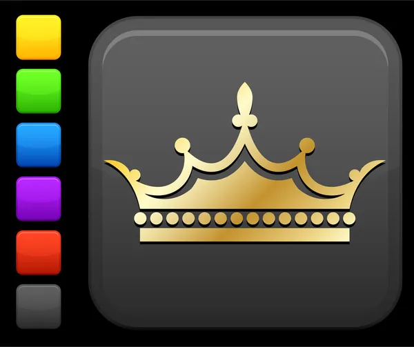 Иконка короны на квадратной кнопке — стоковый вектор