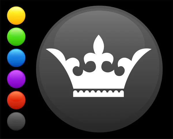 Kroon pictogram op ronde internet knop — Stockvector